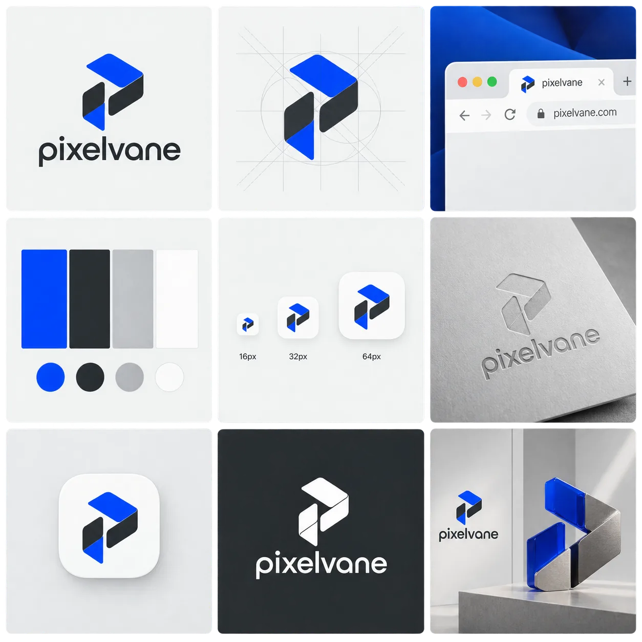 Pixelvane kurumsal kimlik ve logo sistemi