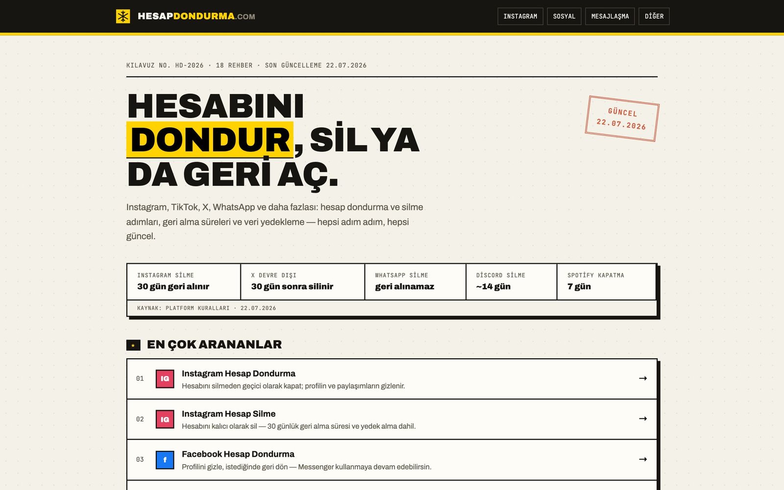 Hesap Dondurma — hesapdondurma.com